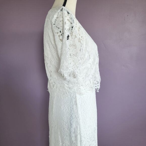 NWT Lulus Devotion White Lace Scalloped Layered Short Sleeve Formal Dress - Picture 14 of 16